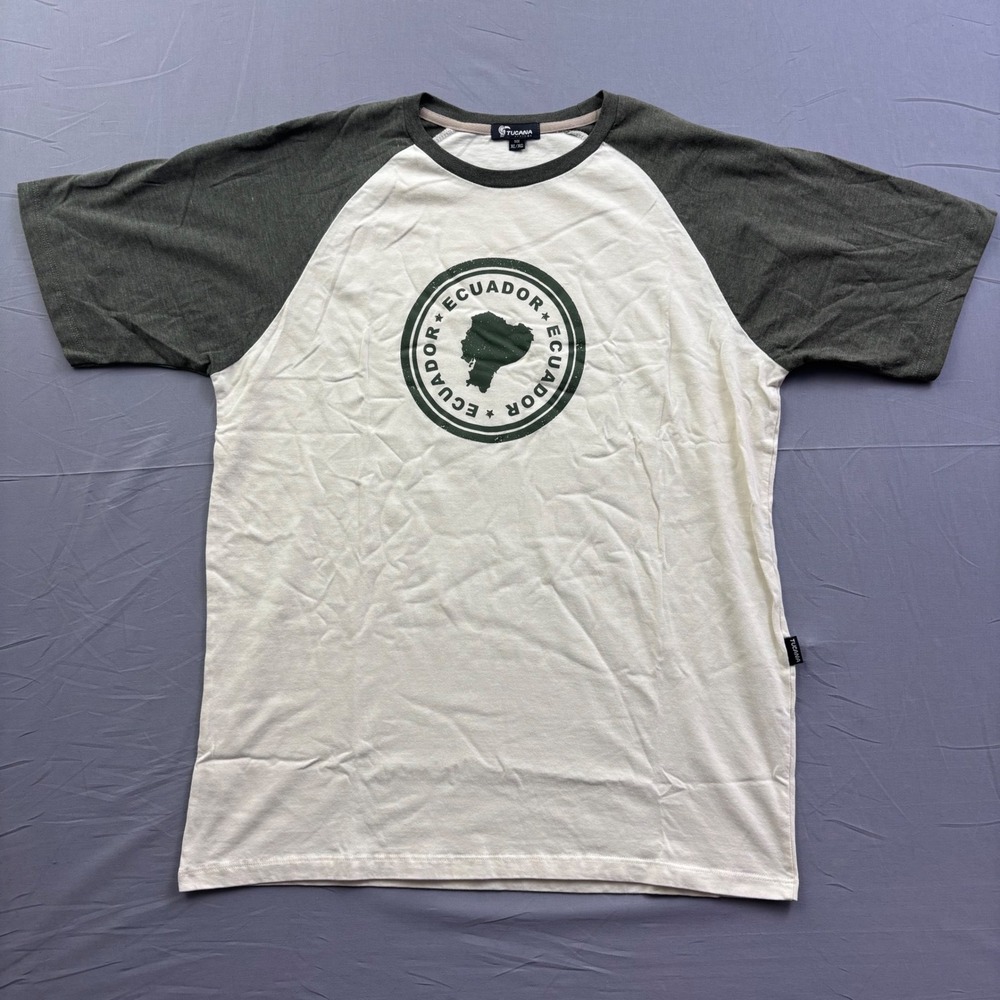 Tucana Designs Ecuador Map Raglan T-Shirt XL Gray White Baseball Tee